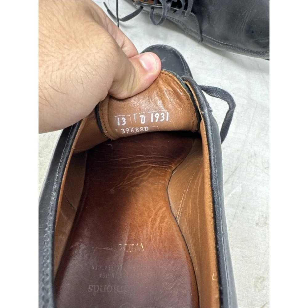 Allen Edmonds Wilbert Shoes Men's 13D Split toe Black Leather Dress Shoes Flaws*